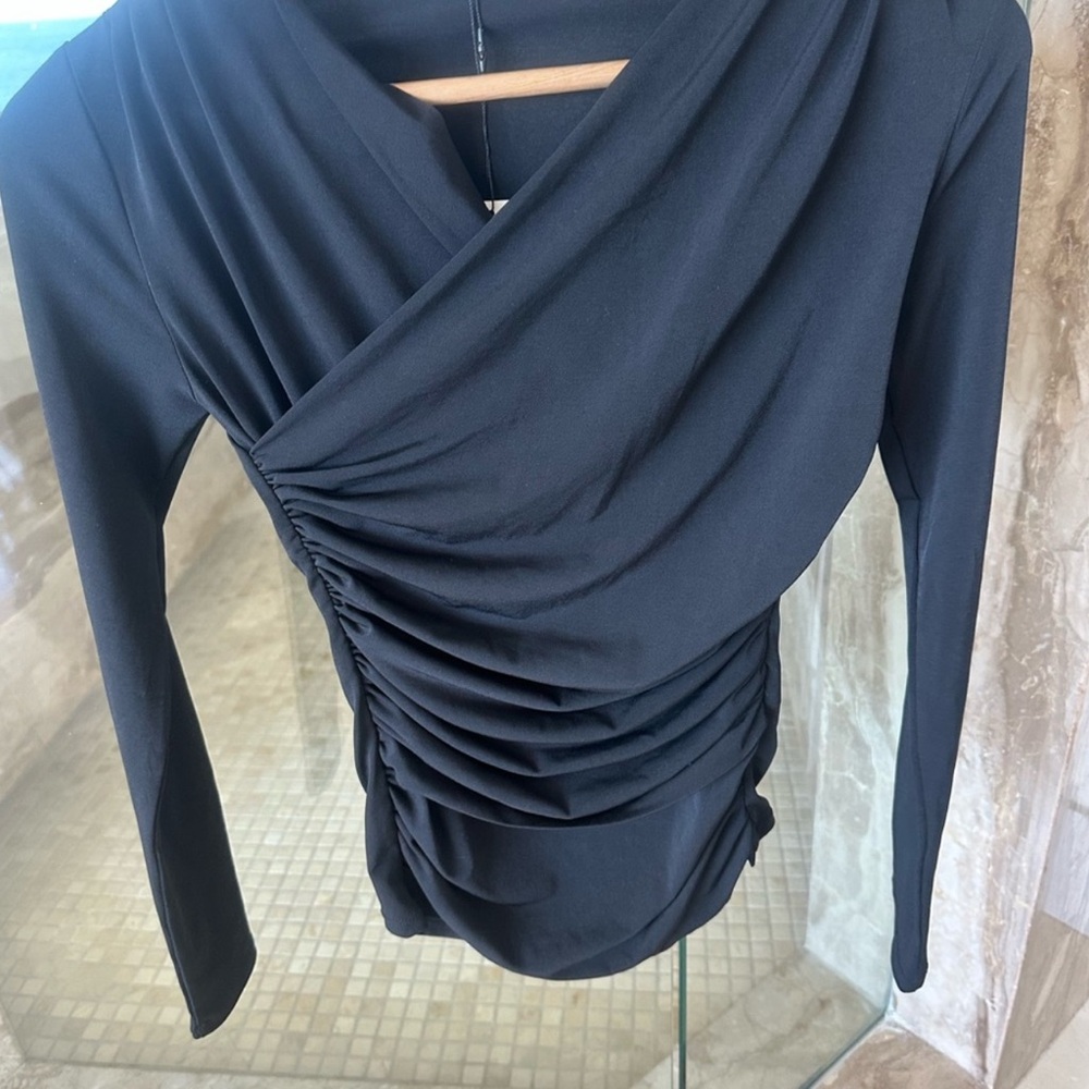 Zara Classic Black Ruched Top Small NWT